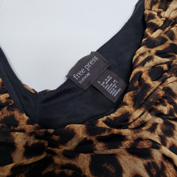 Free press mesh ruched crop top leopard print - Picture 2 of 5